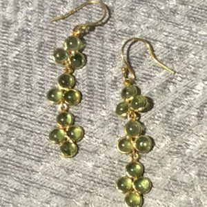 Light Weight Peridot Dangle Earrings 14KYG over Sterling Silver